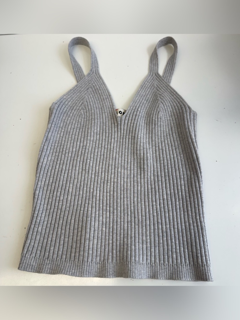 Boden Ribbed Sweater Tank chunky gray minimalist Small vest cotton